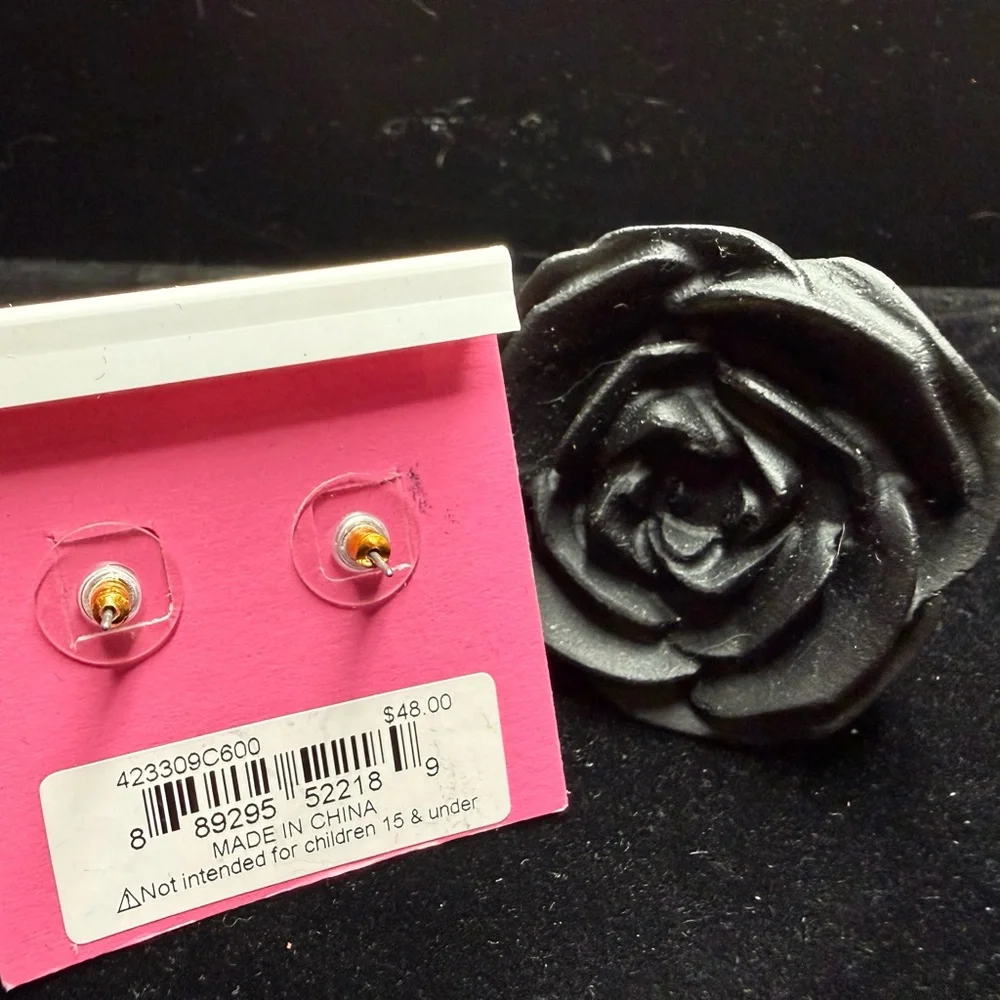 Betsey Johnson Red and Pearl Heart Earrings - Picture 5 of 5